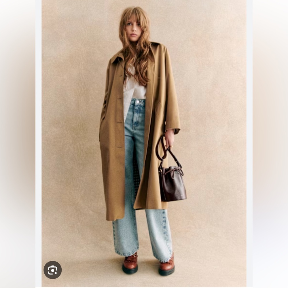 Sezane Scott Trench Coat Camel Color Size 36